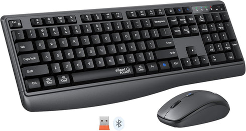 Meetion Gamer Wireless Keyboard and Mouse Combo, 2.4G/Bluetooth Silent Full-Size Cordless Keyboard Mouse Combo,