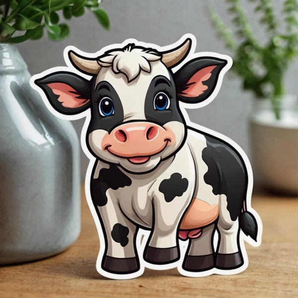 Acatalepsy Sticker Cute Dairy Cow Stickers for Water Bottle 2in, Waterproof Vinyl Kawaii Animal