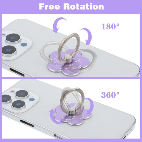 Ouligay 5PCS 360 180Angle Flower Phone Ring Holder Grip Cute Metal Phone Ring Stand Rotating and Adjustable Ring Holder