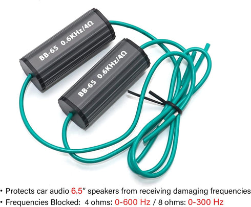 RECOIL BB-65 Bass Blocks, Pair Designed to Protect 6.5 Inch Car Audio Speakers, Eliminate Frequencies 0-600Hz