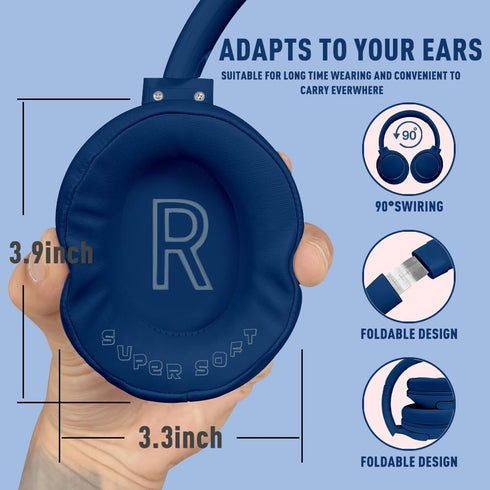 Bluetooth Headphones Over Ear, 68H Playtime, 6 EQ Wireless Headset with Microphone, HiFi Stereo, Deep Bass