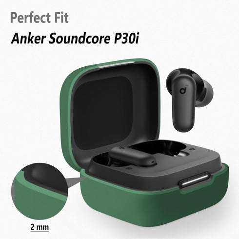 Geiomoo P30i, Silicone Case for Anker Soundcore Protective Cover with Carabiner (Emerald Green)