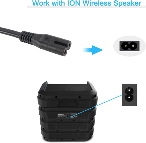 12FT Power Cord for ION Game Day Wireless Rechargeable Speaker System, Power Cable Replacement