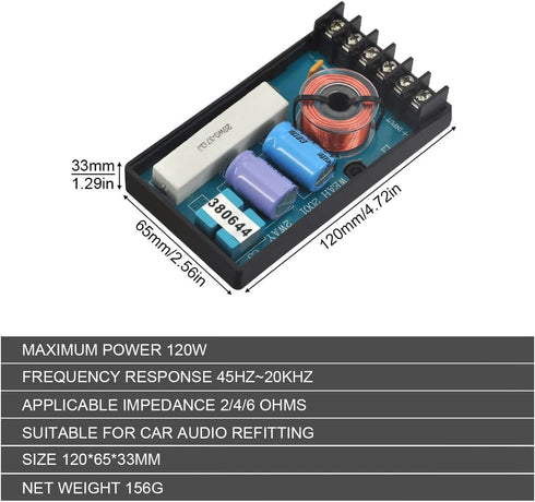 2 Way Crossover for Speaker, WEAH-2001 2pcs Speaker Frequency Divider 2 Way Car Audio Speakers Two Crossover Divider Crossover Filter