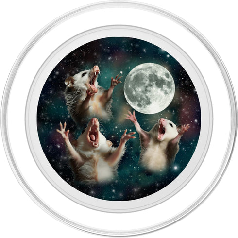 PopSockets PopGrip for MagSafe: Three Possum Moon | 3 Opossum Funny Weird Cursed Meme