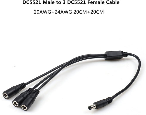 Kangnice 5.5x2.1mm 1 2 3 4 40cm Power Splitter Cable to Way Adapter for CCTV Router LED Light Length