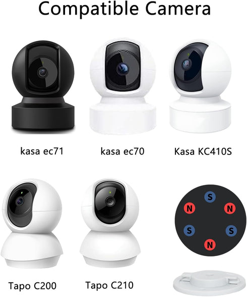 Magnetic Camera Mount Base Compatible with TP-Link Tapo C210, Tapo C200, Kasa EC70, EC71, Kasa KC410S Indoor Pan Tilt Security Camera, Magnetic Mount Black Stud Rubber Coated Magnet, 1Pack