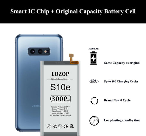 S10e Battery Replacement Kit for Samsung Galaxy S10e SM-G970U/U1/F/W/X and Other All G970 Models with Repair Tools Kit and User Manual