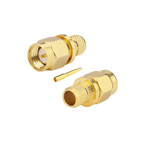 SMA Male Crimp Connector, Plug for RG8X, LMR240, KMR240, 4D-FB, CNT240, RG8 Mini Coax Cable, Pack of 10