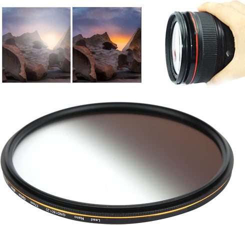GND16 ND Filter, UltraSlim Optical Glass Neutral Density Variable Filter for Photography Accessory (77mm)