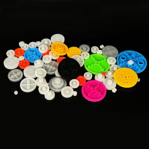 URIMPAVIDO 151PCS Set (151) Belt Pulley Plastic Belt Pulley with Rubber Band for RC Car Truck Robot DIY Model Toy