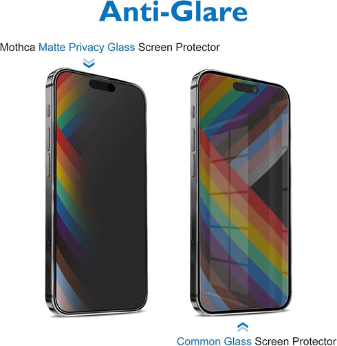 Mothca iPhone 14 Pro Max 6.7" Matte Privacy Screen Protector: Anti-Spy, Anti-Glare, Full Coverage, Easy Install.