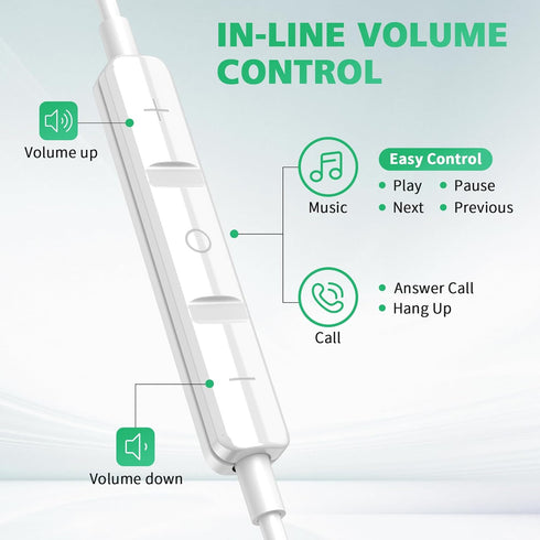 USB C Headphones for Samsung S24 Ultra, Type C Earphones Noise Isolating with Mic for iPhone 15 Pro Max, Galaxy A35