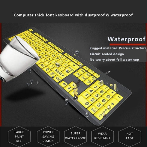 Large Print Computer Keyboard, Wired USB High Contrast Keyboard with Oversized Print Letters for Visually Impaired Low