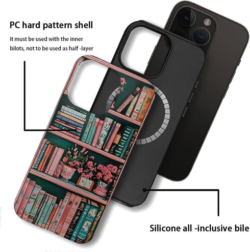 TnXee 14 2-Layer Case Compatible with iPhone Pro Max,Compatible with MagSafe,Glossy Fall Prevention Hybrid Hard Shell