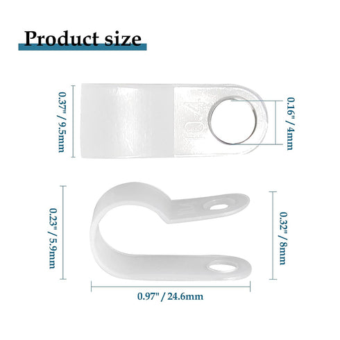 100 Pcs 3/8 Inch R-Type Clip Clamp, Nylon P-Type Mounting Clips, Wire Management with Stainless Steel Screws