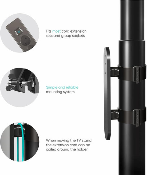 TS1881 50 mm (APS1881) ONKRON Power Strip Surge Protector Mounting Bracket for TV Stand Column Diameter Black