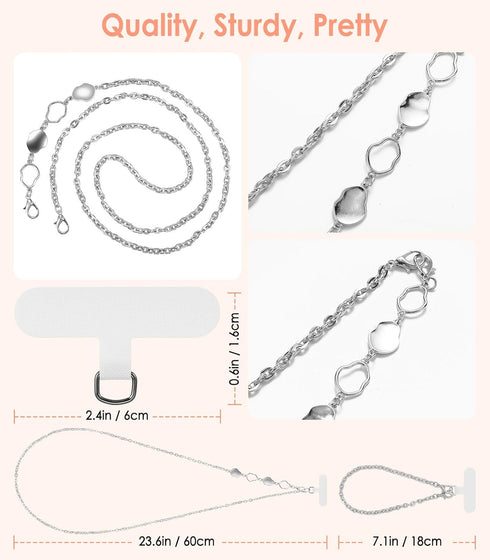 1, 1, 2, MoKo Phone Chain Crossbody, Metal Cell Phone Lanyard, Universal Phone Lanyard Strap for iPhone, Samsung, Most