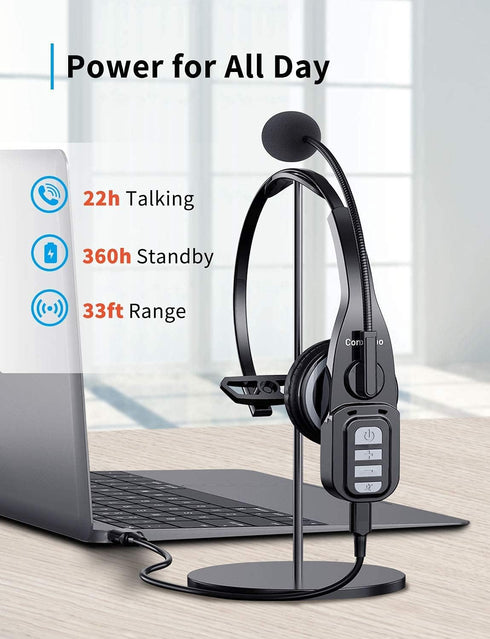 Conambo Trucker Bluetooth Headset 5.0 with Microphone, Noise Cancelling Wireless Phone Headset, 22Hrs Talktime