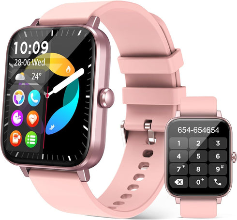 Smart Watch for Women, 1.85" Waterproof Fitness Tracker with 24-Hour Blood Pressure, Heart Rate, SpO2 Monitor, iPhone