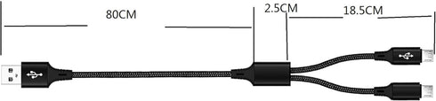 IFLASH Dual MicroUSB Splitter Charge Cable - Power up to Two Micro USB Devices At Once From a Single USB Port - Ideal for Any Micro USB Powered Device
