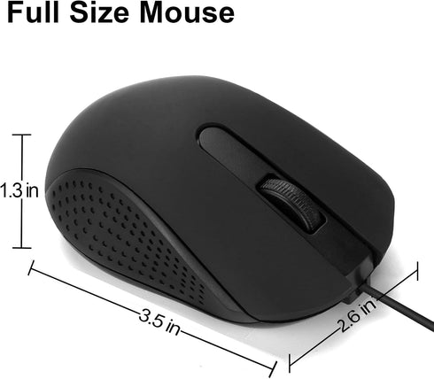 Wired USB Computer Mouse, Ergonomic Design USB Mouse for Laptops and PCs, Office and Home Mice (Black, Wired)