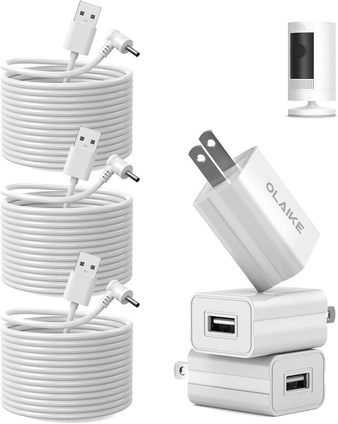 OLAIKE (3 Pack) 8m/26ft Charge Cable for Ring Stick Up Cam Battery/Plug-in & Spotlight Cam Battery