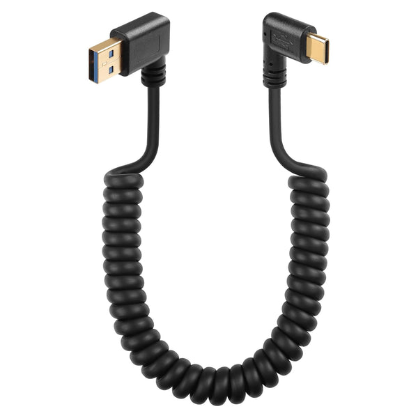 SinLoon 90 Degree Retractable USB Type C Spring Cable, 5Gbps USB3.0 to USB C for Phone, Tablet, Other Devices (Right)