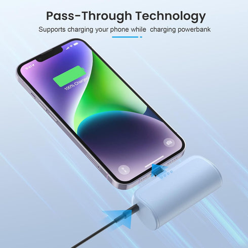 Mini Portable Charger Power Bank for iPhone, 5200mAh Ultra-Compact PD Fast Charging Battery Pack, Compatible with iPhone