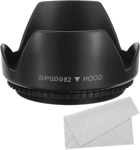 PATIKIL 82mm Flower Lens Hood Protector, Anti-Reflection Camera Lens Hood with Cloth for Nikon, Fujifilm, Pentax