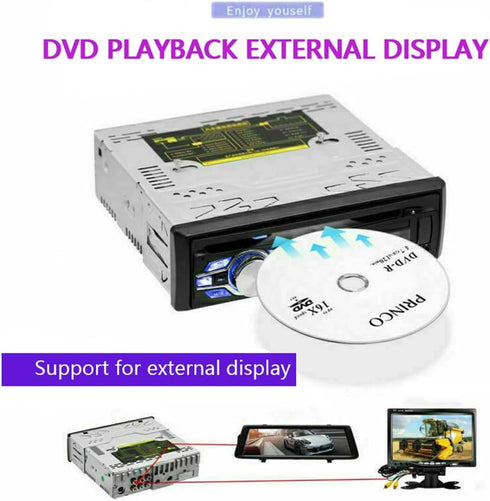 WEPARTICULAR 12V MP3 Car Stereo CD DVD Player Single Din Car Radio with Bluetooth Hands-Free/FM Receiver/USB/AUX/SD