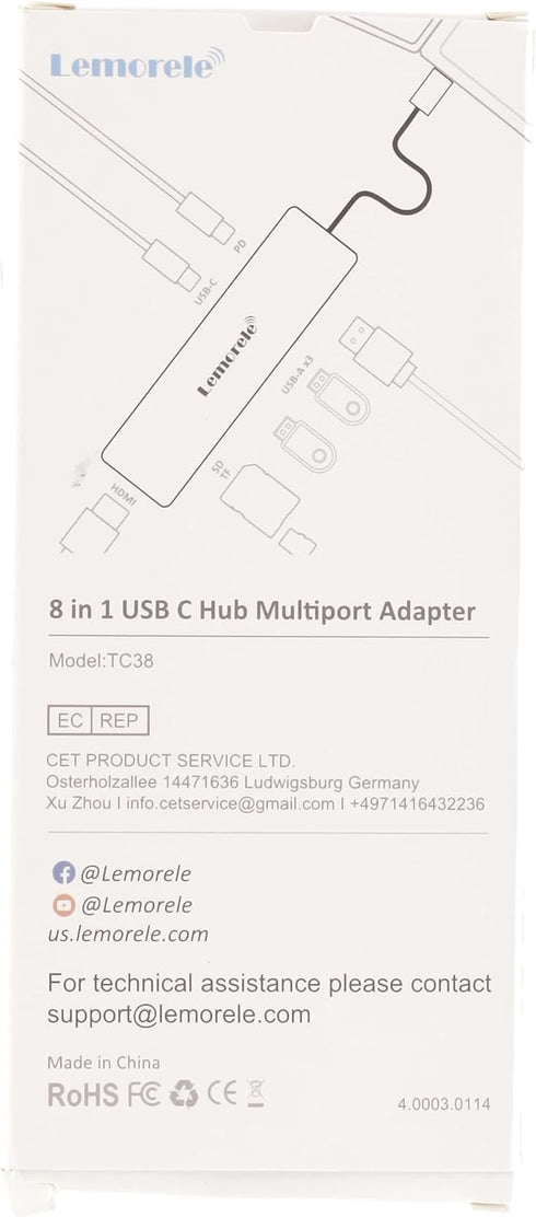 USB C to 4K HDMI Adapter for MacBook Pro Air, 6 in 1 USB-C Digital AV Multiport Dongle Adapter with USB3.0 & 2.0/SD/TF