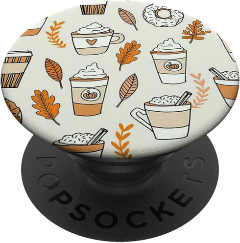Pumpkin Spice Latte Fall Leaves Holidays Coffee Donuts PopSockets Standard PopGrip