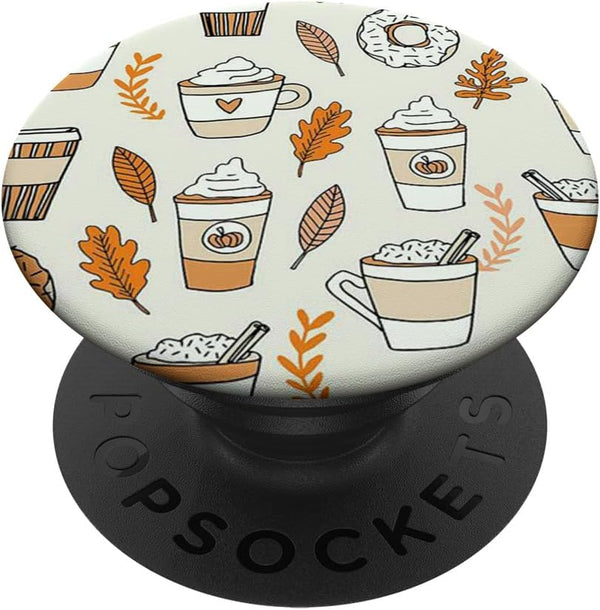 Pumpkin Spice Latte Fall Leaves Holidays Coffee Donuts PopSockets Standard PopGrip