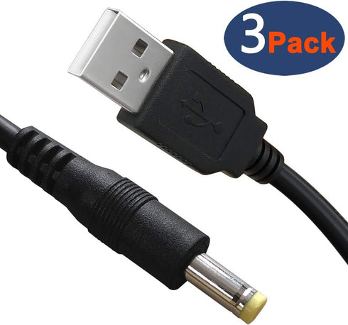 SIOCEN 3 Packs 4FT USB 2.0 A Male to DC 4.0mm x 1.7mm 5 Volt DC Barrel Jack Power Cable for Electronics