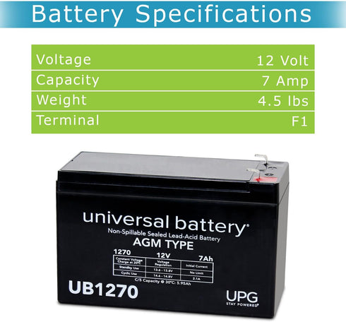 UPG 12V 7.2AH Security Alarm System Battery SLA Security Certified-Electronics
