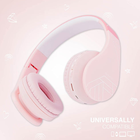 PowerLocus Bluetooth Headphones for Kids, Wireless Foldable Over Ear Headset with Microphone, 85DB Volume Limit for