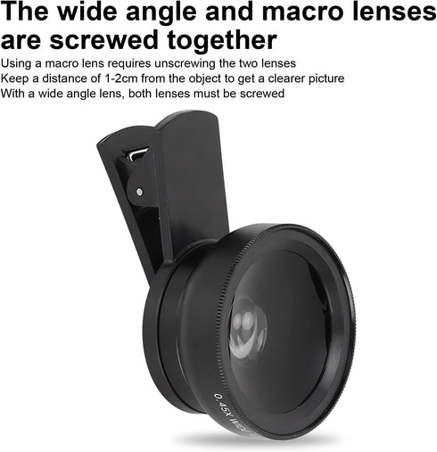 EBTOOLS 2 1 0.45x Angle+12.5X Phone Lens, in Clip on Wide Macro Lens, Universal HD Camera Lens Kits for Mobile Phones