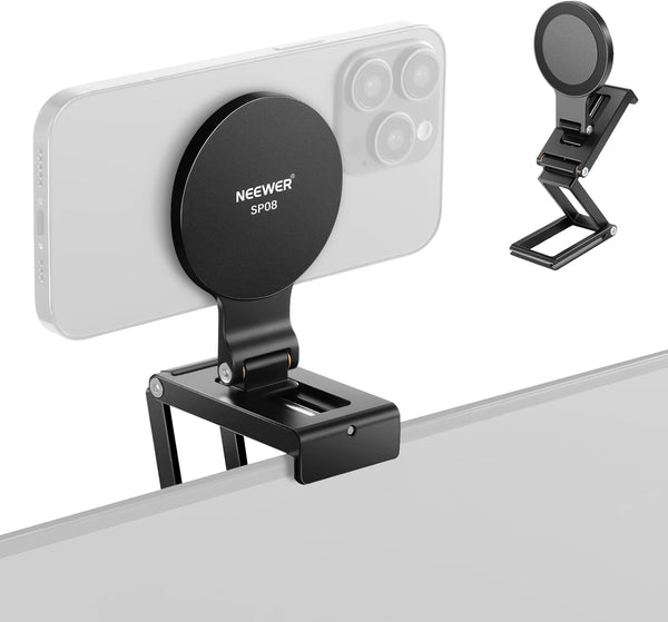 Neewer Continuity Camera Mount for Desktop Monitor, Magnetic Tri Fold Desk Phone Webcam Holder with Arca Type Base