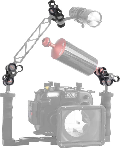 2 PCS x 1" Inch Aluminum Standard Long Ball Clamp Mount for Underwater Diving Light Arm System, Works with Ram Mounts