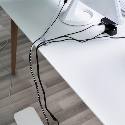 MECCANIXITY Cable Clips Organizer for Desk - 4 Slot Silicone Adhesive Wire Holders for USB Cable, Black