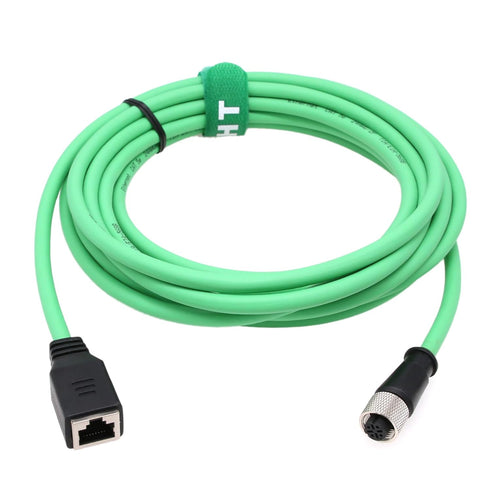 Ethernet Adapter Cable for SICK Keyence Datalogic Omron Vision Sensor System, M12 4 Pin to RJ45 Female Cat5e 5m