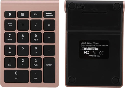 22 Keys Numeric Keypad, Portable Wireless Mini Keyboard Compatible with Bluetooth 5.0 for Laptop/Desktop (Rose Gold)