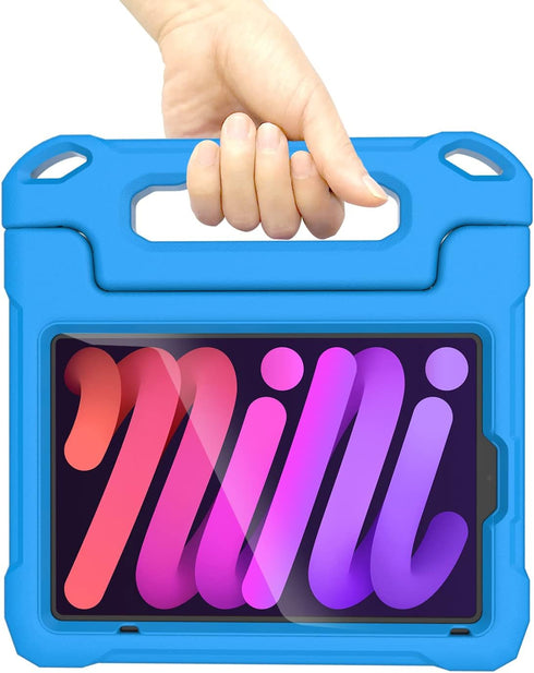 Kids Case for iPad Mini 6 Generation - 8.3" 2021 Release, Shockproof Lightweight Handle Stand Cover (Blue)