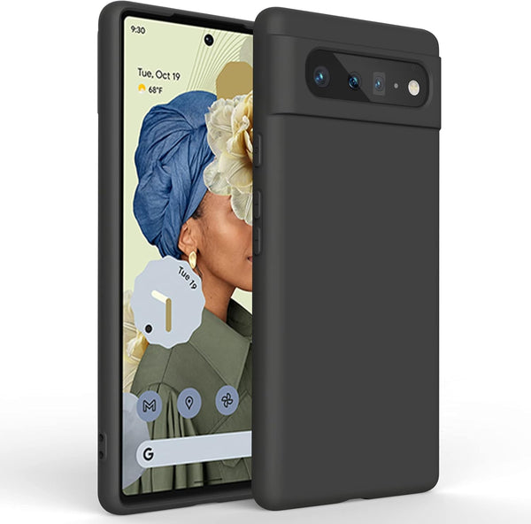 Silicone Phone Case for Google Pixel 6, Soft Protective Anti-Scratch Shockproof Cover for Men and Women, Black