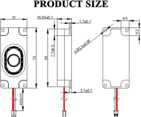 Heyiarbeit 4Ohm 3W Internal Magnet Speaker - 2Pcs Mini Loudspeaker with Wire and 4 Pin Terminal for DIY