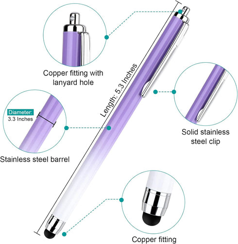 CCIVV 3 12 Stylus for Touch Screen, Pcs Stylus Pens and Extra Replaceable Rubber Tips (Gradient Pink/Purple/Blue)