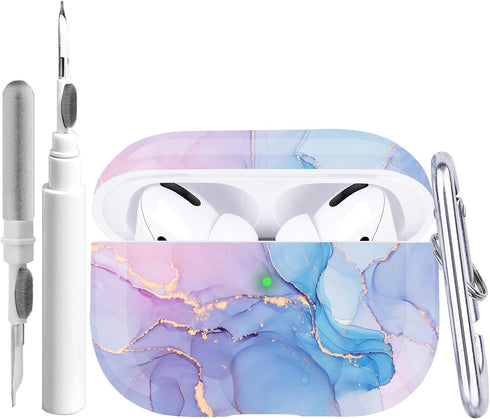 Protective Hard Case with Cleaner Kit for Apple Airpods Pro 2nd Charging Case, Portable Shockproof Cover with Keychain