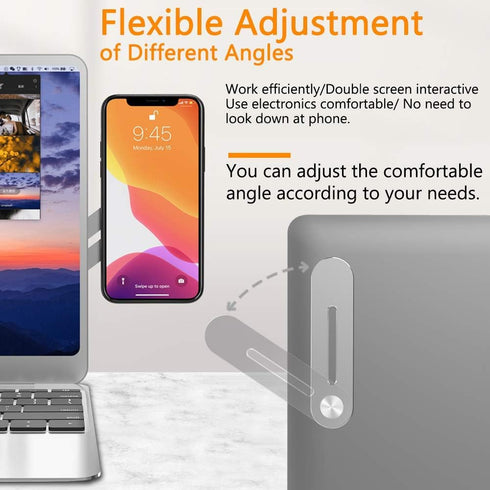 DK177 Laptop Phone Holder, Laptop or Desktop Monitor Side Mount Phone Holder, Slim Portable Foldable Smartphone Stand