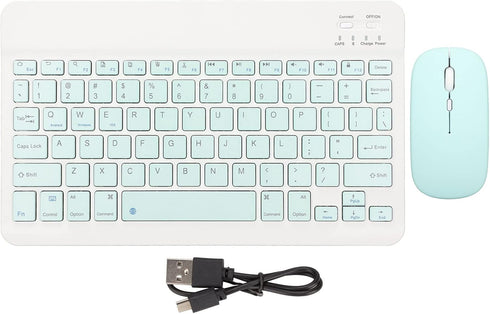 Wireless Keyboard and Mouse Combo – Cute Bluetooth Keyboard with Silent Mouse, 3 Adjustable DPI, 2.4G USB Slim Keyboard